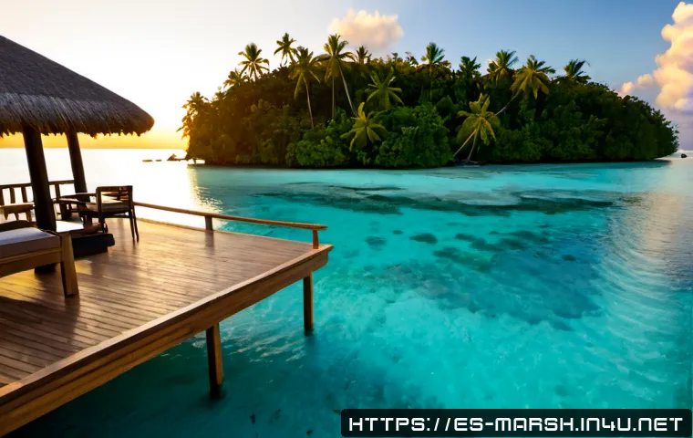 Home 17 마셜 제도 호텔 및 숙소 추천 - Photorealistic tropical beachfront resort in the Marshall Islands, a spacious overwater bungalow wit...